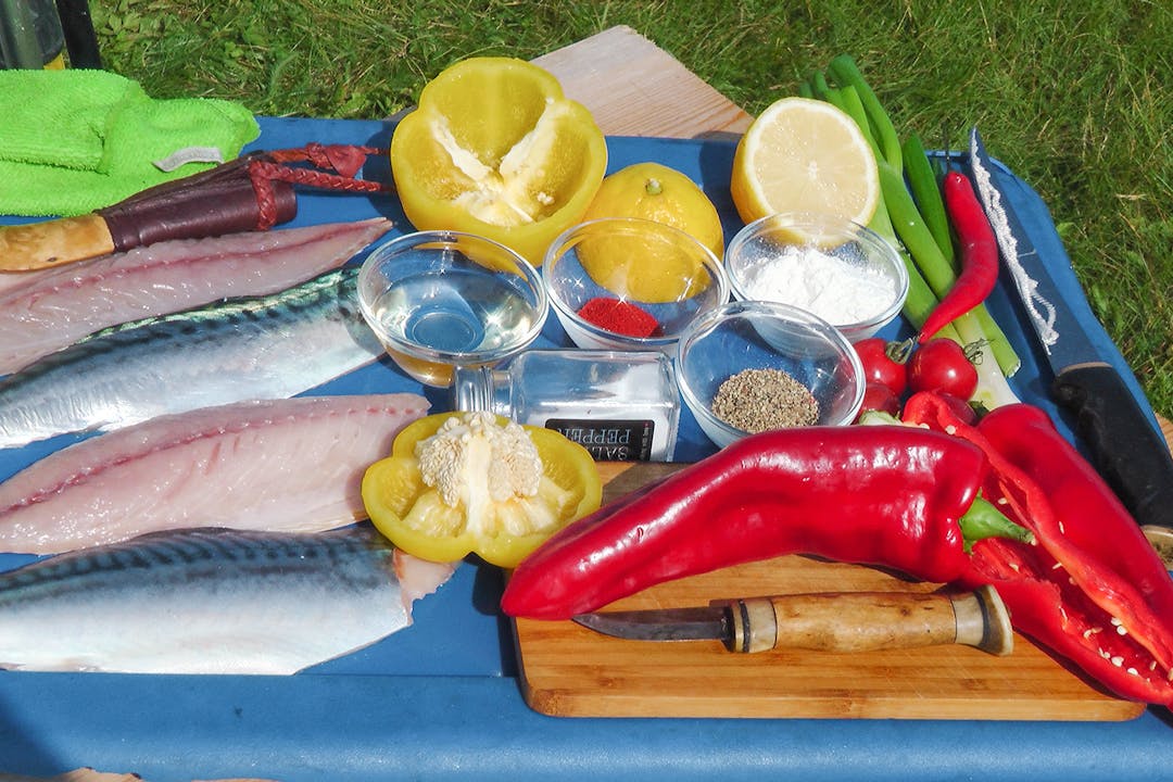 Makrelenfilet mit pikantem Paprikagemüse