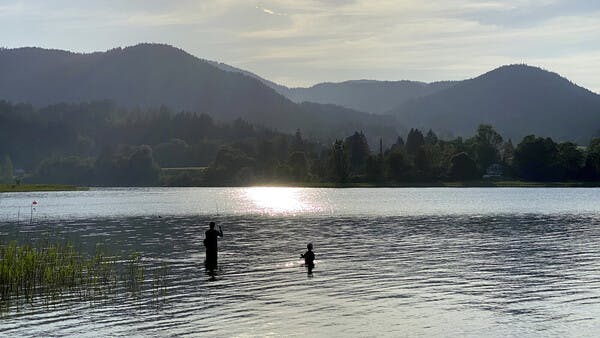 Mit Dem Nachwuchs am Wasser